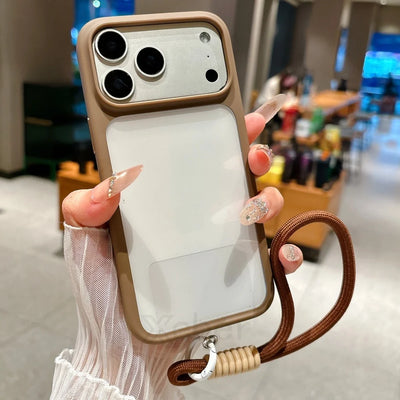 Clear iPhone case with integrated camera shutter button